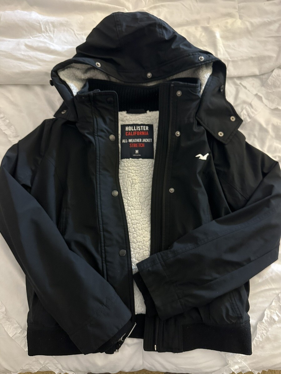 Hollister Women's Fur All-Weather Jacket Black MEDIUM | eBay