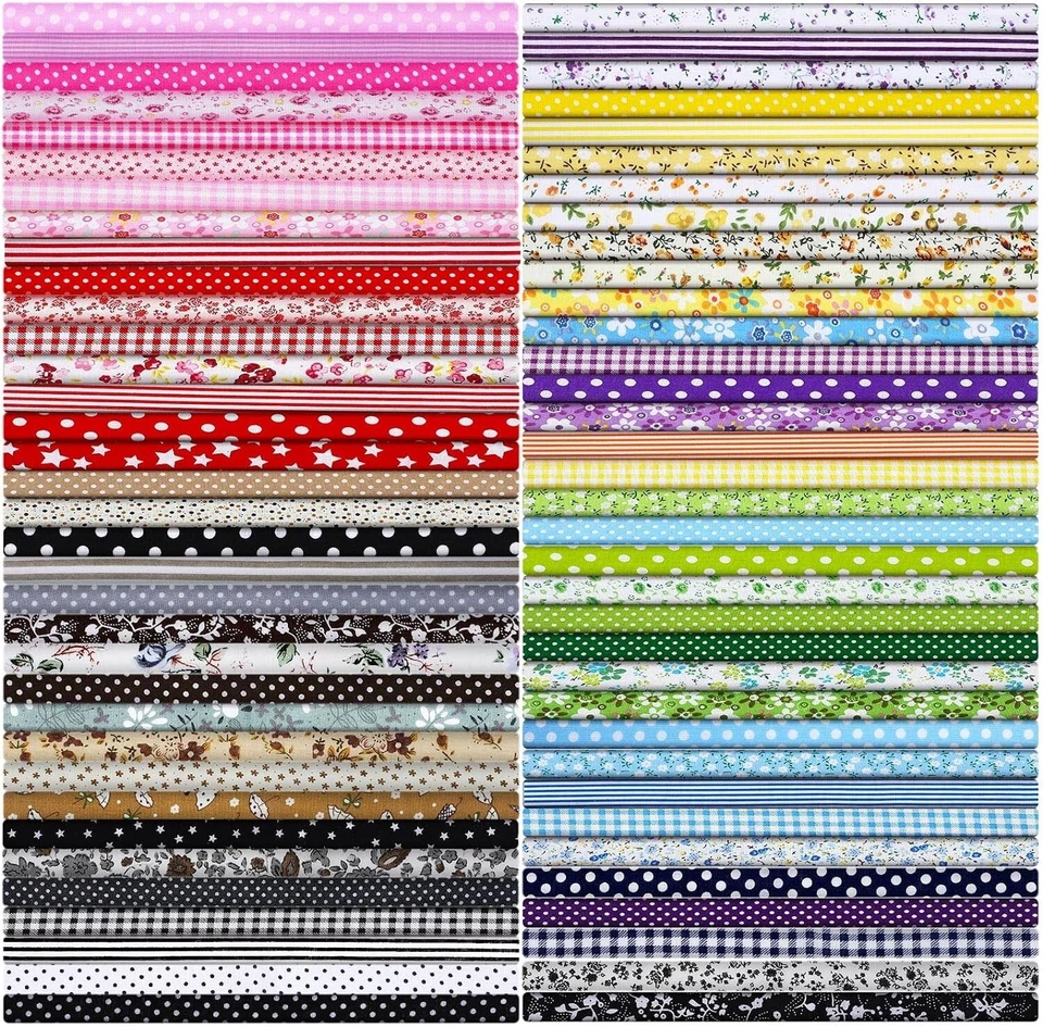 70pcs 10x10" Cotton Fabric Squares for Quilting Sewing DIY Patchwork Crafts - Image 2 of 4