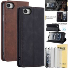 For iPhone 16/Pro/16 Pro Max/Plus/16e Case Flip Leather Cover / Screen Protector