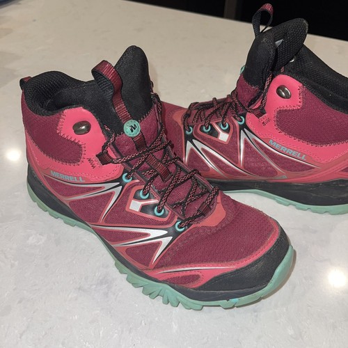 Zapatos originales Merrell para mujer Capra Bolt Mid GTX Gore Tex rojo rosa J35444 10 EE. UU. - Imagen 2 de 11