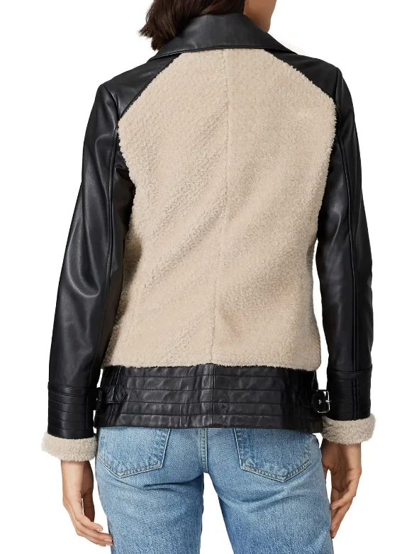 Chaqueta Sherpa AVIADOR Pizarra y Sauce Cuero Negro Imitación Talla Pequeña Foto 4 de 4