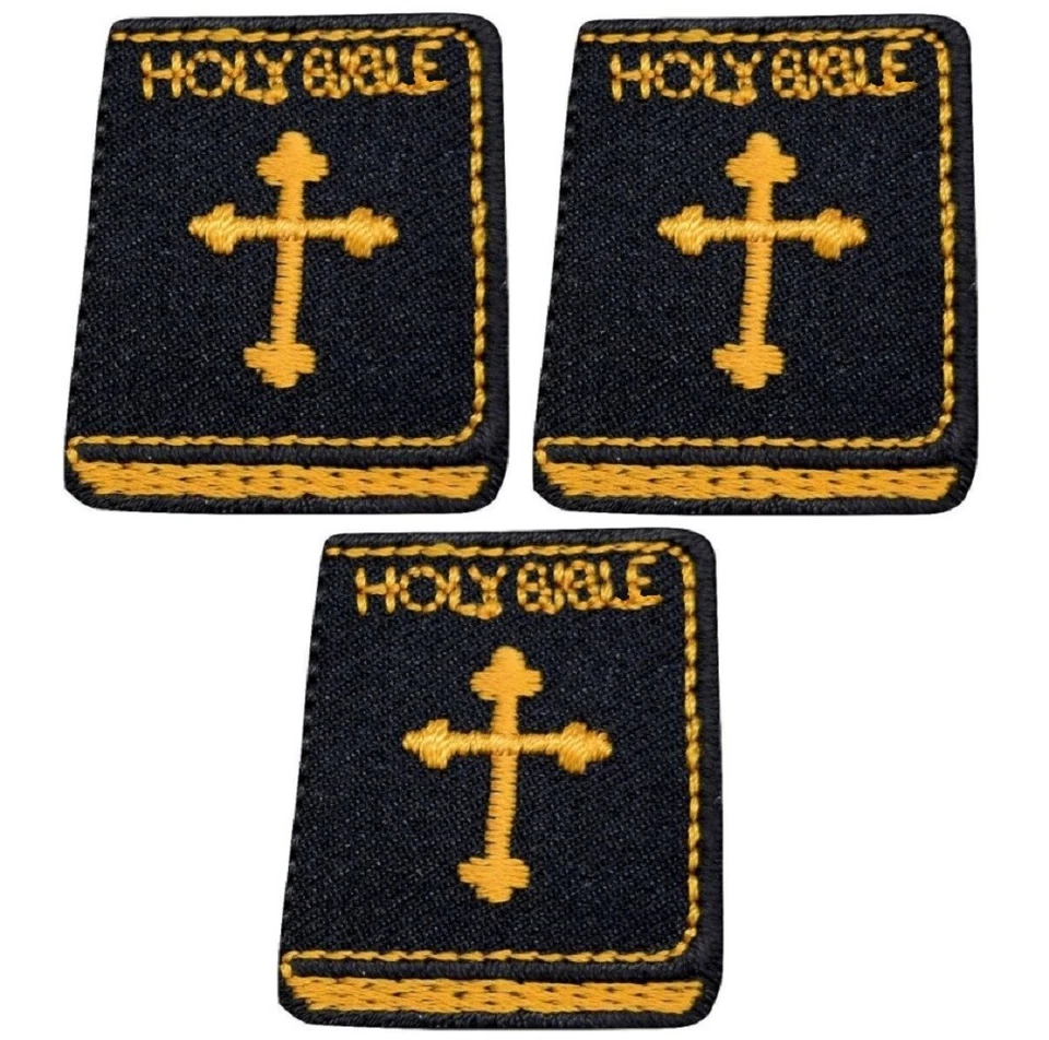 3-Pack Bible Applique Patch - Christian Cross Jesus Embroidered Badge 1-3/8" - Image 2 of 2