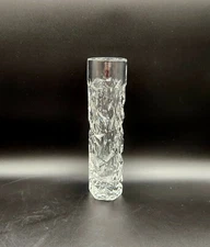Signed Tiffany and Co. ROCK CUT Modernist Lead Crystal Bud Vase - Germany - 8"T