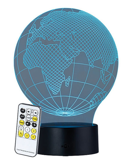Socle lumineux Lunartec LS-7.3D avec motif globe idée cadeau pour voyageur