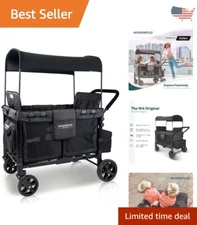 Multi-Functional Quad Stroller Wagon - 4 Face-to-Face Seats - Removable - Black