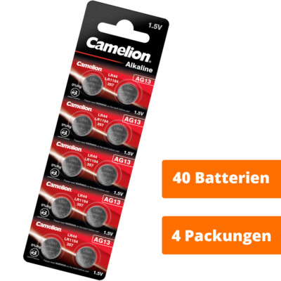 Camelion AG13 LR1154 LR44 357 157 1,5V Knopfzellen Alkaline Batterien 4 x 10er
