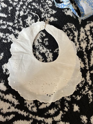 VTG Baby Sun Hats Girls White Pink Yellow Blue flowers polka dot 2 bibs READ - Picture 10 of 11