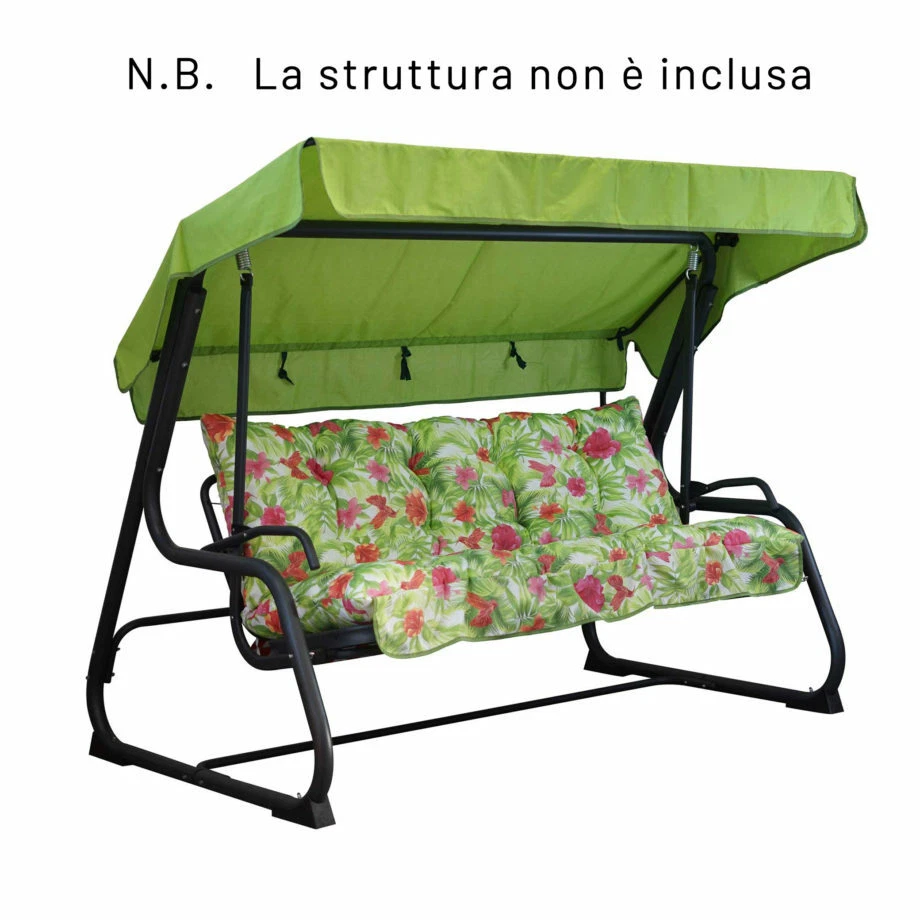 Cuscino Per Dondolo 3 Posti ICONE SRL – Beige, 135 Cm, Con Cappotta, Made In Italy
