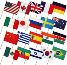 Set of 20 International Country Flags 12x18in Stick Flags of the World