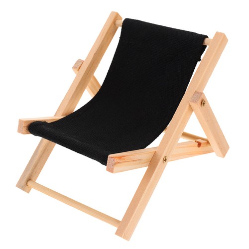Foldable Wooden Beach Chair Model Phone Holder Dollhouse Miniature Furniture - 第 1/12 張圖片