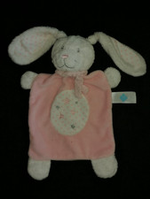 Doudou  plat lapin rose et blanc étoiles TEX baby Etat neuf