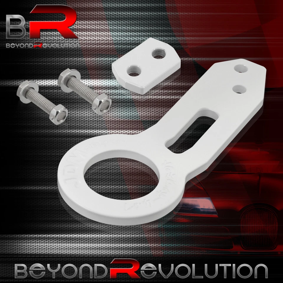 JDM Sport Blanco Anodizado Universal Gancho de Remolque Trasero Billet Aluminio Anillo de Remolque Kit Foto 3 de 3