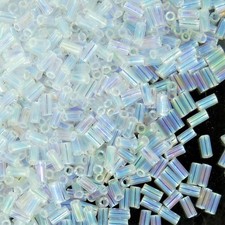 Miyuki Bugle Beads 3mm, Size 1 50 Gram BULK Bag Crystal AB