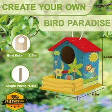 DIY Birdhouse Kit for Kids 4-8, Woodworking Craft Painting Set