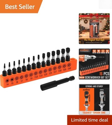 Professional S2 Steel 15-Piece Tamper-Proof Torx Bit Set for Impact Drivers
