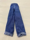 Vintage Barbie Doll Clothing Blue Denim Jeans Wide Legged And Cuffed