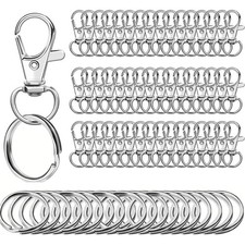 100pcs Keychain Hooks with 50pcs Key Rings 50pcs Swivel Lobster Claw Clasps for
