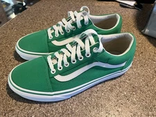 VANS Old Skool Green Leather Skate Shoes