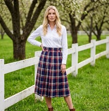 Pendleton Vintage Skirt Plaid Midi Pleated School Academia Size 10 High Waist