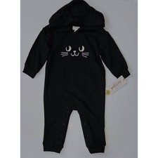NEW Black Cat Halloween Outfit Baby 6-9 Months Hooded PINK FACE Cat  Jack