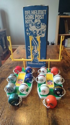 1970s NFL Helmet Goal Post Kit # 53230 AFC w/ 14 Helmets, 2 Goal Posts + Box