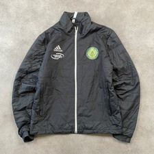 Adidas Padded Jacket Mens Medium Football Club Full Zip Windbreaker, Black