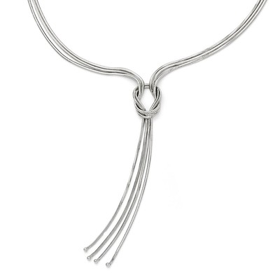 Sterling Silber RH-plat poliert ausgefallener Knoten Anhänger Halskette 16'' mit 2 Zoll ext.