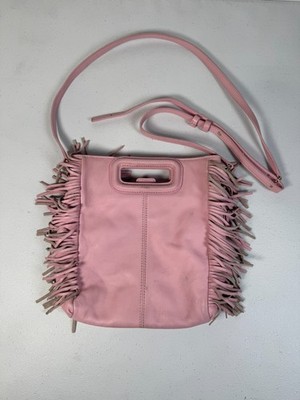 Maje Pink Smooth Leather M Bag with Stains, Scratches, and Leather Discoloration