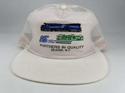 #ad #ad Allied Systems Conrail HO Scale Vintage Trucker Hat Mesh Snapback White Railroad $24.89