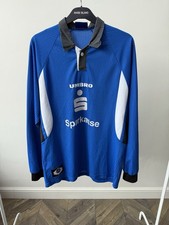 Vintage Umbro SpVgg Baiertal #14 Football Shirt Long Sleeve Blue Jersey
