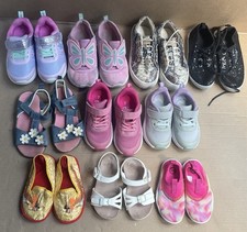 Lot Of 10 Baby Girl Shoes, Sandals, Slip On, Tennis , canvass Size 5 To 10.
