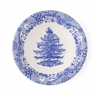 Spode Blue Italian Christmas Tree Bowl - 7.9" Porcelain Holiday Dish