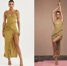 House of CB Pixie Olive Ruffle Maxi Dress Size XS