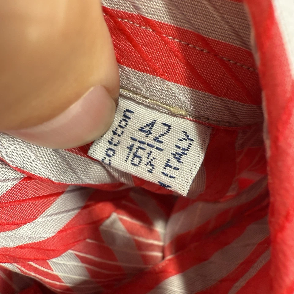 Camisa de Lujo de Algodón Rayas Fray 42 16.5 Hecha en Italia Foto 3 de 4