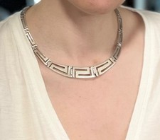 Vintage 925 Sterling Silver Greek Key Necklac...