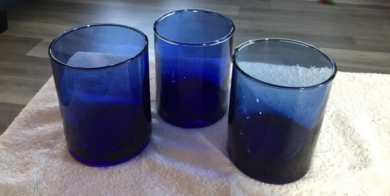 3 Unique Cobalt Blue Drinking 4 1/4” Glasses Old Fashioned Low Ball Cocktail