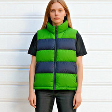 LANDS END Womens REVERSIBLE Vest Down Puffer Full Zip Mock Neck Sz Large 14-16