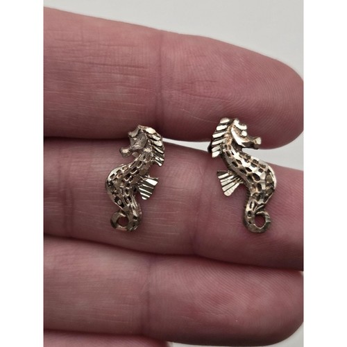Unbranded Seahorse Earrings Women OS Silver Diamond Cut Sterling Nautical Beachy