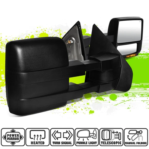 Powered Heated Amber LED Signal Side View Towing Mirrors for Ford F150 04-14