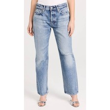 Moussy Vintage Ballard Wide Straight Jeans in Light Blue 111 25