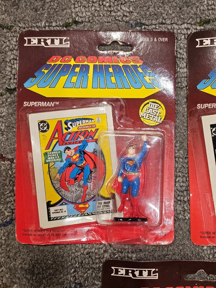 DC Comics Super Heroes Diecast Figuras Por ERTL Lote de 3 Superman Supergirl 1990 Foto 2 de 4