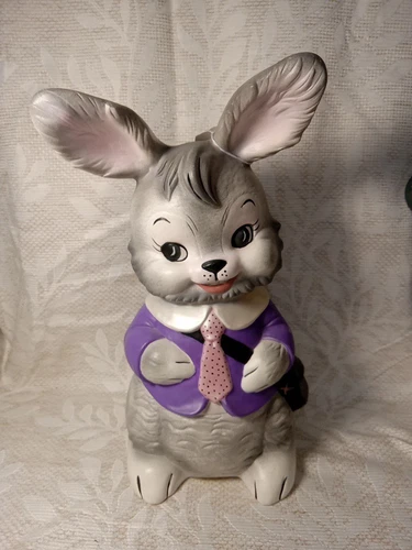 Vtg Ceramic 13" Alberta's Mold Handpainted Bunny - Picture 4 of 4
