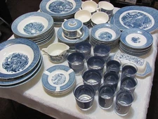 Replacement Pieces Vintage Royal Currier & Ives Blue Dinnerware. Very Nice!!!