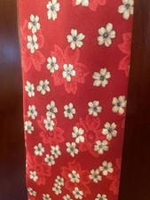 Claiborne Red Silk Tie with White and Floral Blossom Pattern