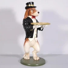 Large Beagle Butler Dog Resin Statue Home Decor Animal Theme Display Prop