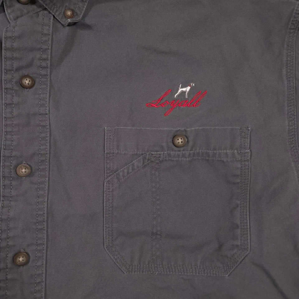 DRI DUCK Shirt Mens XL Gray Button Down Workwear Loyall Nutrena Embroidered - Image 4 of 4