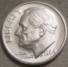 SELLING AS SHOWN - 1964 P ROOSEVELT DIME *** 90% SILVER *** 593