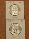 1958-D and 1963-D Uncirculated Franklin Half Dollars