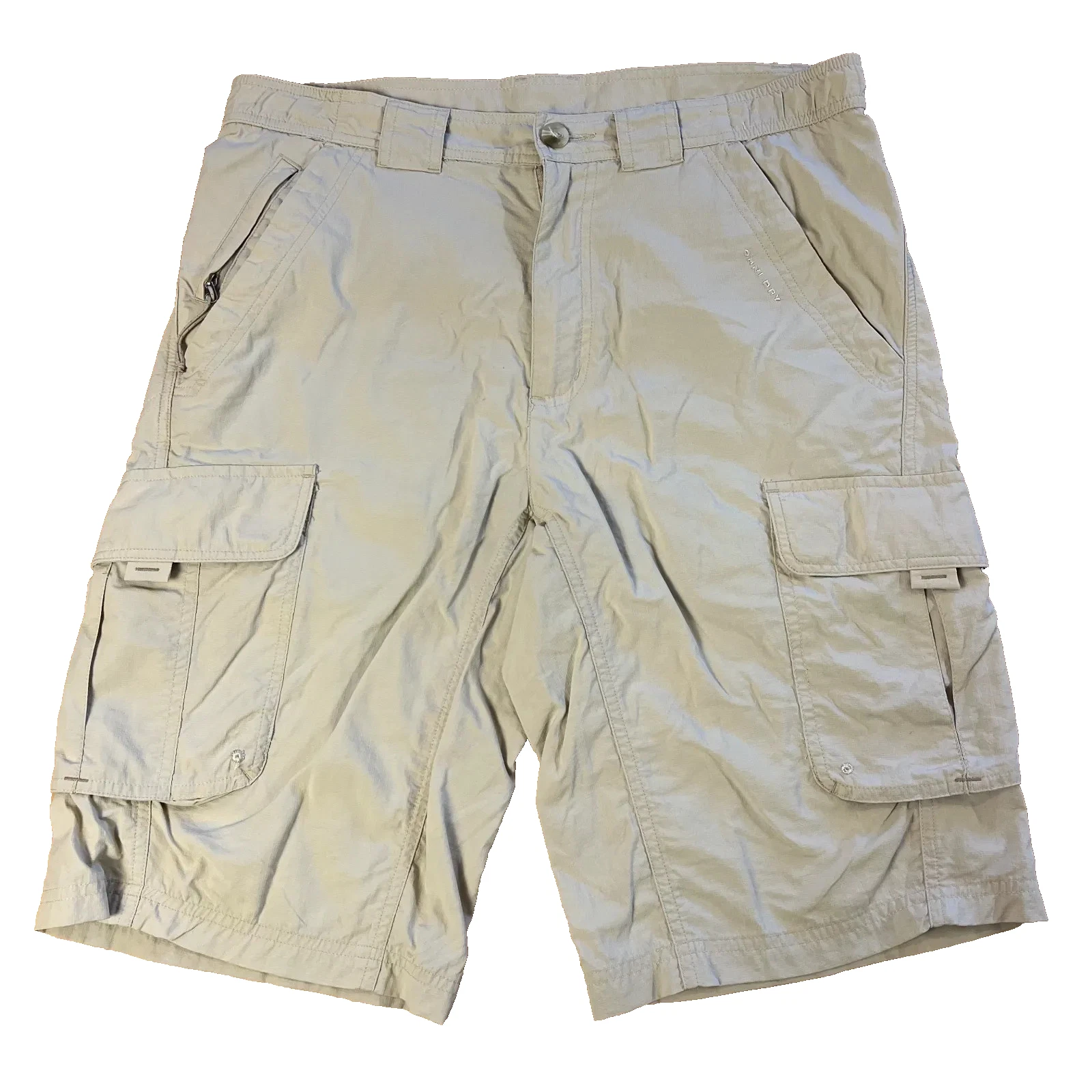 Columbia Titanium Cargo Shorts Mens Small Khaki Nylon Outdoor Hiking Packable