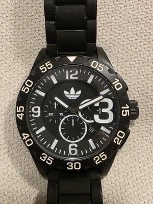 Adidas ADH2859 Newburgh Chronograph Watch Black Silicone Band Working Rare